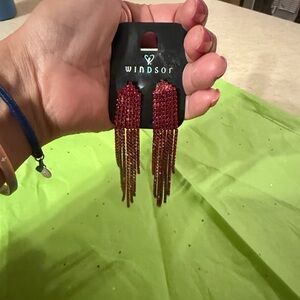 Windsor Burgundy Beaded Tassel Earrings